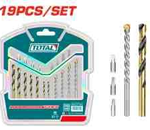 19 Pcs drill bits &  screwdriver bits set