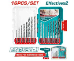 16 Pcs metal, masonry  and wood drill bits set