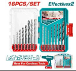 16 Pcs metal, masonry  and wood drill bits set