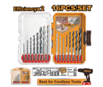 16 Pcs metal, masonry and wood drill bits set