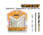 19 Pcs drill bits & screwdriver bits set