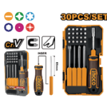 30 Pcs Interchangeable screwdriver and bits set